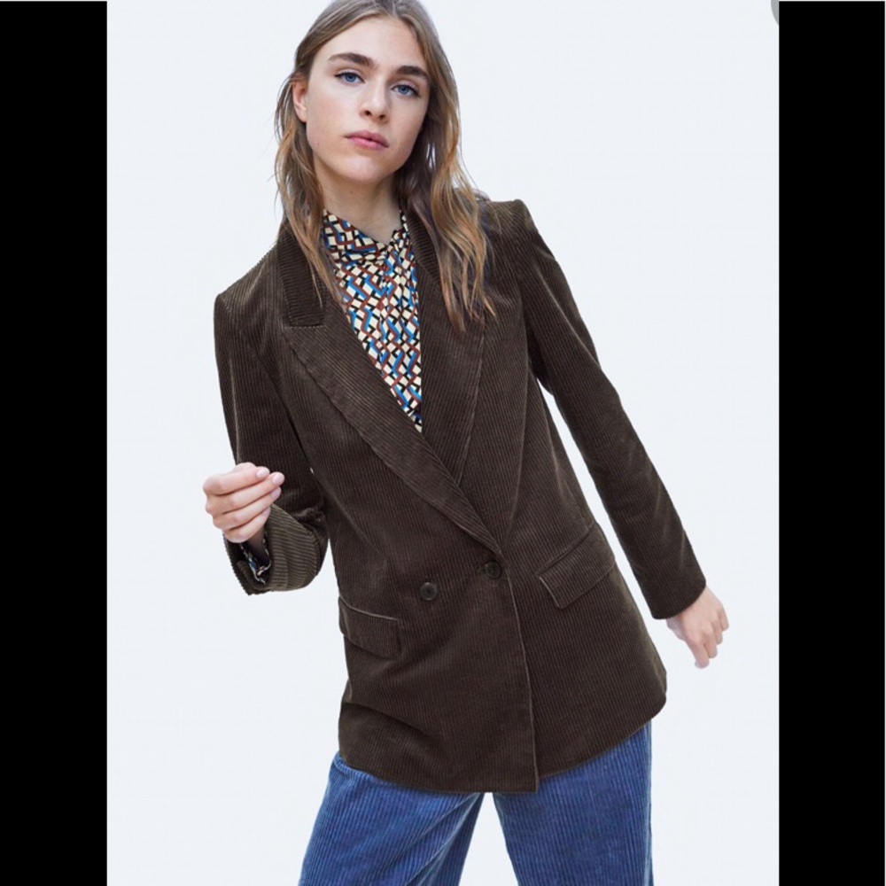 NWT Zara brown corduroy boyfriend blazer j…